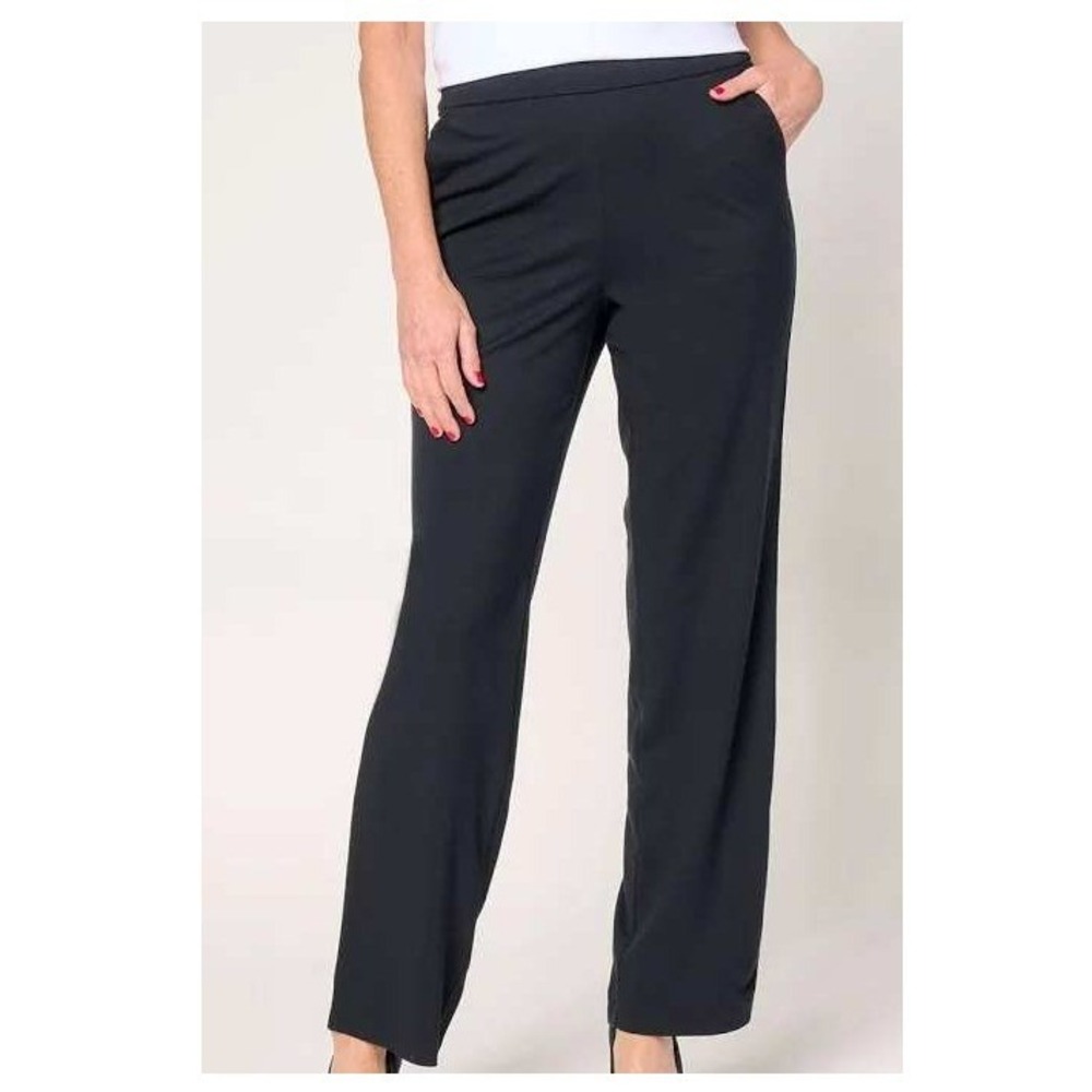 Isaac Mizrahi Live Essentials Pima Flex Straight Leg Pants Pitch Black 4X New